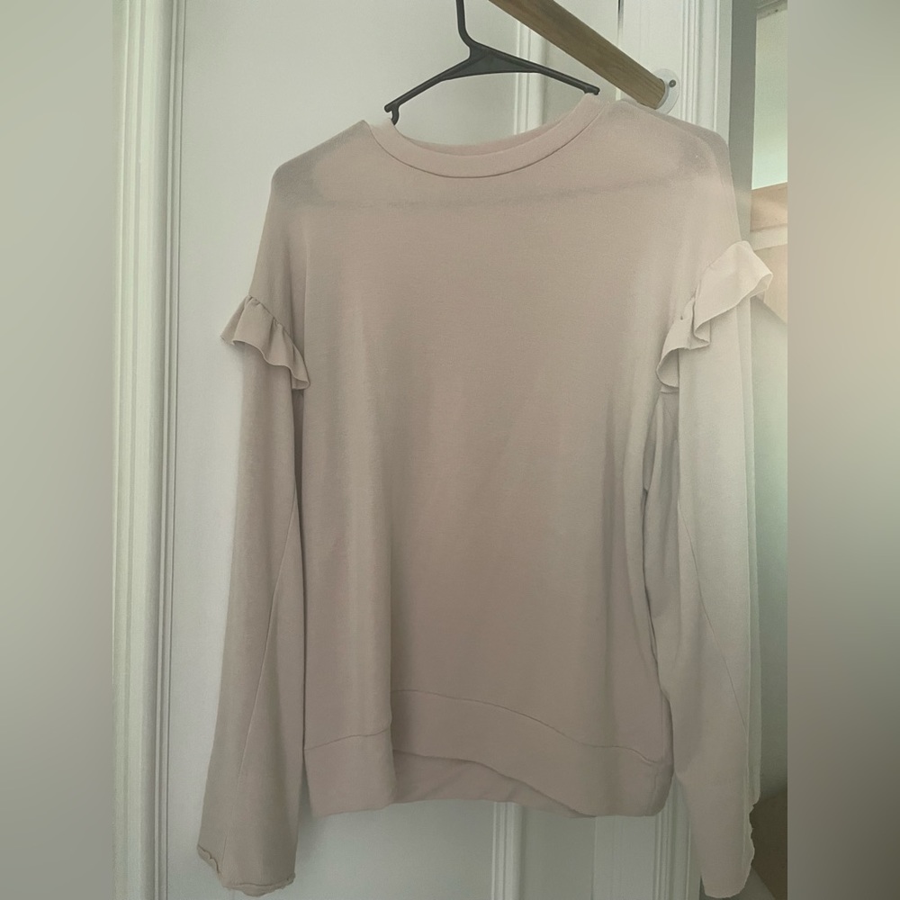 Blush sweater with ruffles